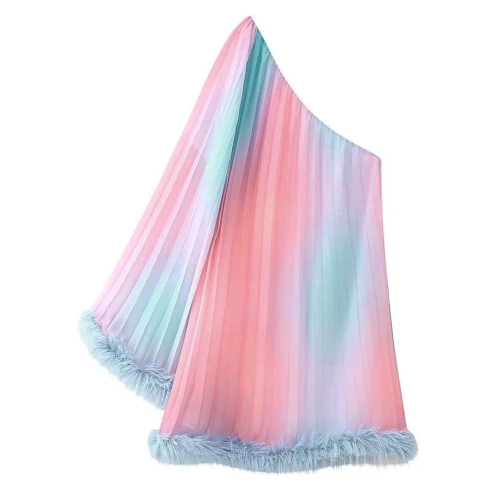ZARA Furry Patchwork Pleated Dress